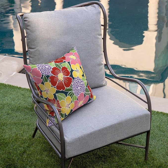 DYTXIII Pack of 2 Outdoor Waterproof Pillow Covers ONLY, 18"x18" Square Decorative Double Printed Throw Pillow Cases for Patio Couch Porch Furniture, Flower Bloom
