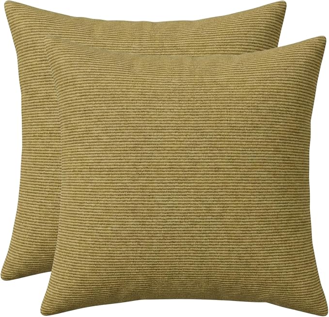 RSH DECOR Square Throw Pillows Set of 2, 20" x 20",All-Weather Pillows Luca Rib Pecan, Made in USA