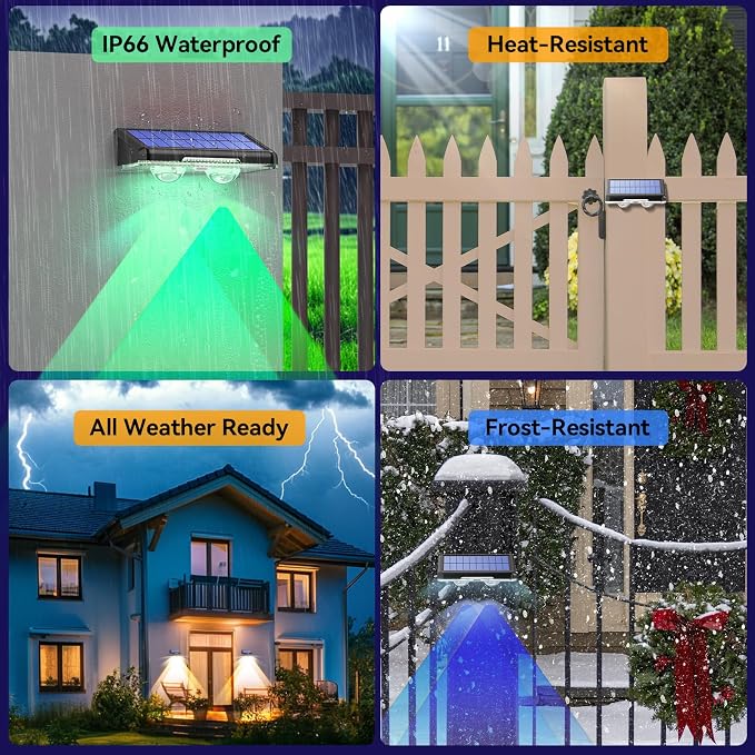 TECKNET Solar Fence Lights Outdoor Waterproof 8 Lights Modes 12 Pack (RGB) | Warm White & 6 Colors & RGB,IP66 Waterproof,No Elec. Bill,Dusk-to-Dawn Sensor for Fence/Railing/Step/Patio and Pool Areas
