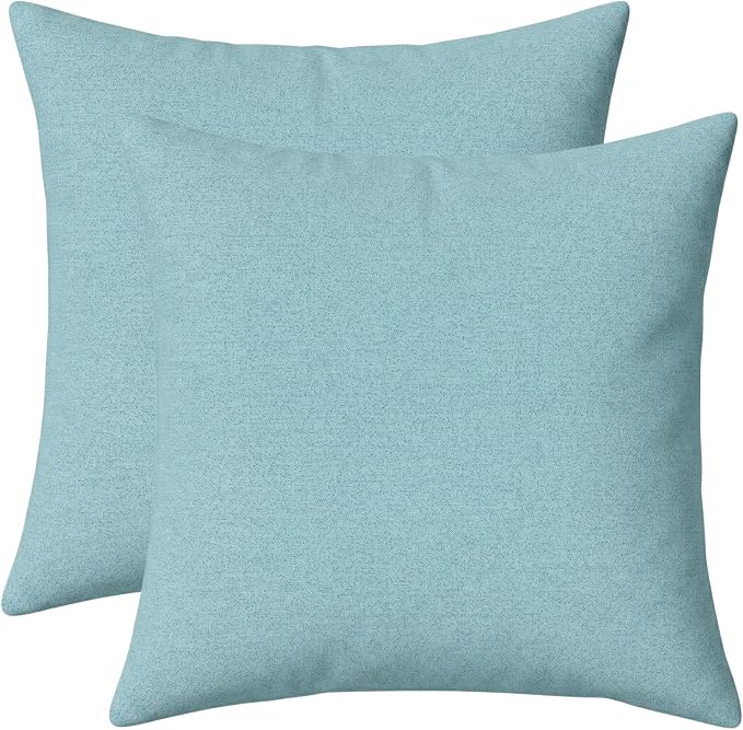 RSH DECOR: Sunbrella Square Throw Pillows Set of 2 | 24" x 24" | Water and Fade-Resistant Performance Fabric | Outdoor Pillow Covers with Down-Alternative Inserts | Made in USA (Cast Mineral)