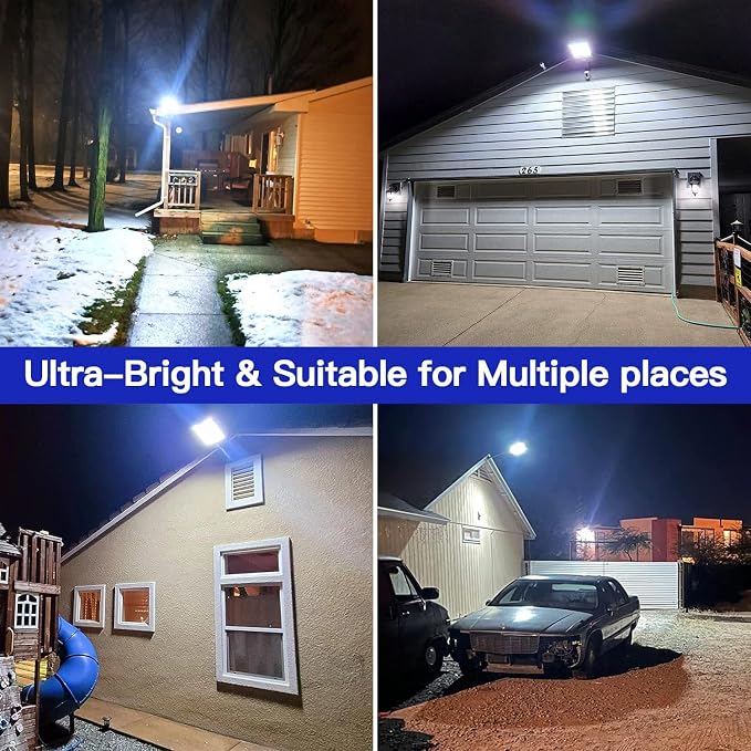 Solar Street Lights Outdoor, IP67 Waterproof, with Motion Sensor, Remote, and Auto Dusk to Dawn | Bright 6500K LED Solar Powered for Patio, Garden, Garage, Courtyard & Parking Lot