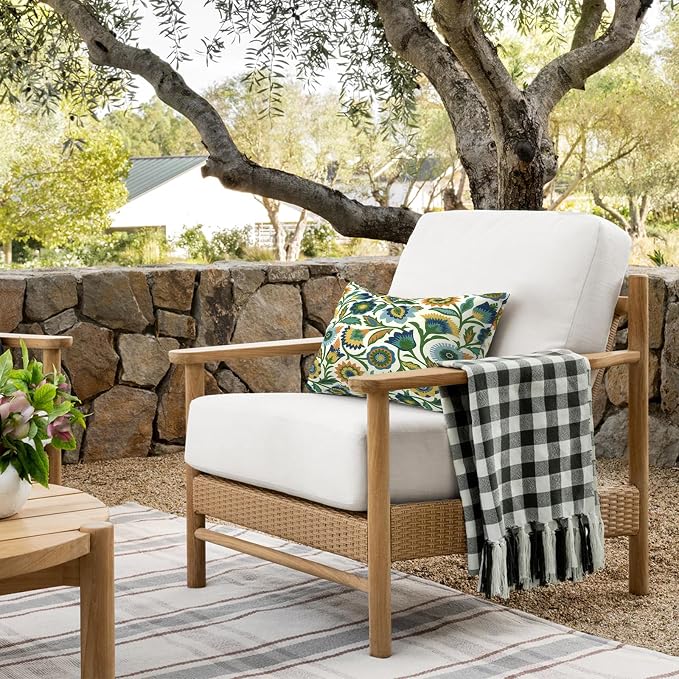 DYTXIII Pack of 2 Outdoor Waterproof Lumbar Pillow Covers ONLY, 12x20 Rectangle Decorative Double Printed Pillow Cases for Patio Couch Porch Furniture - Fiesta Floral