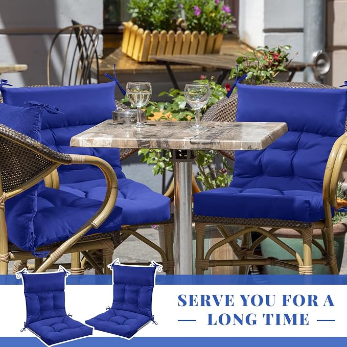 Sintuff 4 Pcs 44 x 21 x 4 Outdoor Chair Cushion Patio Chair Cushions Seat/Back Tufted Pillow with Ties Water Resistant Replacement Indoor Patio Furniture Outdoor Furniture (Solid Color,Navy)