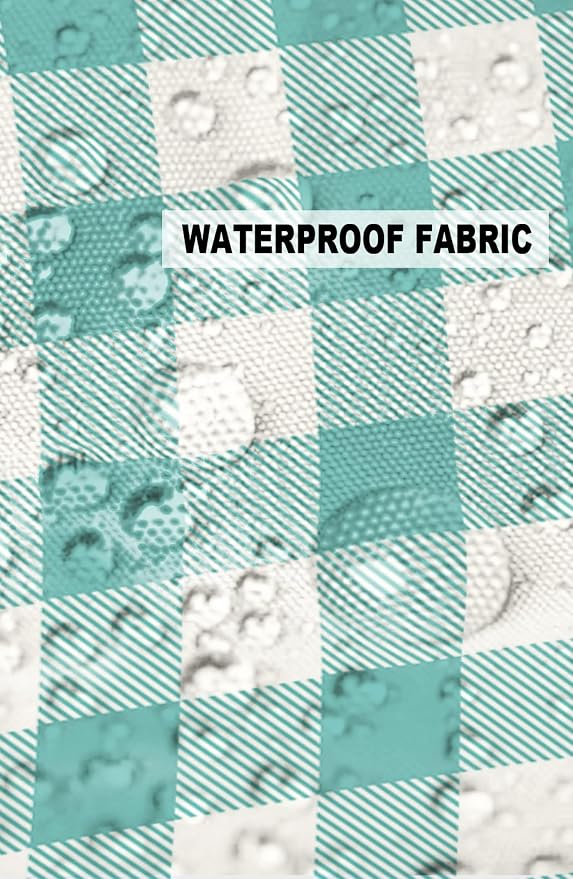 Outdoor Waterproof Throw Pillow Covers Set of 2 Teal Green White Check Plaid Pillowcases 24x24 Inches Farmhouse Style Patio Decorative Pillows Cushion Case Patio Pillows for Couch Bed Chair Garden