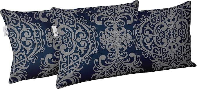 Indoor/Outdoor Polyester Fabric Lumbar Pillow Cover, All-Weather Waterproof Rectangular Cushion Case for Patio Furniture, 16 x 24 Set of 2 - Moroccan-73