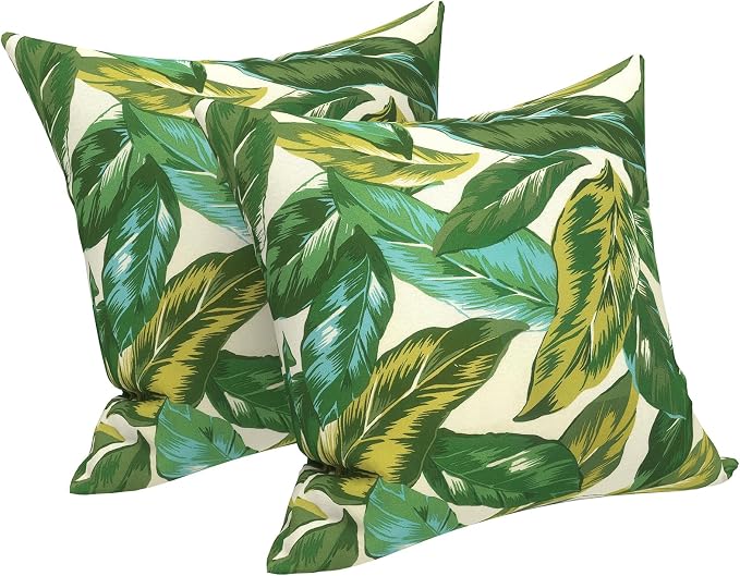 LVTXIII Outdoor Pillows 20x20 Inch, 2 Pack Large Decorative Square Throw Pillows with Inserts for Couch, Bed, Floor Seating, Patio Furniture, Lush Leaf Jungle