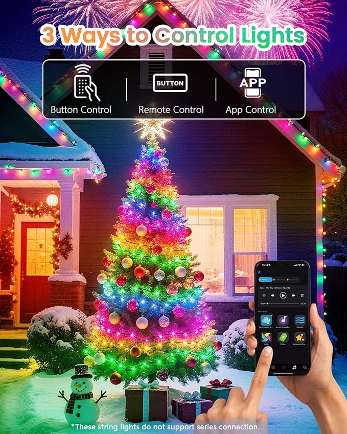 OZS 200LED Smart Color Changing Fall String Lights | 82FT App Controlled Orange Lights, Waterproof RGB LED String Lights with Remote & Timer, Music Sync Multiple Modes Indoor Outdoor for Fall Decor