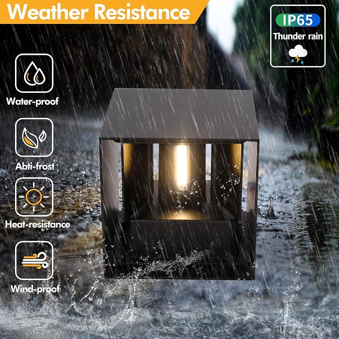 15W 3CCT Adjustable Up and Down LED Wall Sconce | Black IP65 waterproof ETL certified 1300LM Exterior/Interior Lighting Fixtures for porches & patios