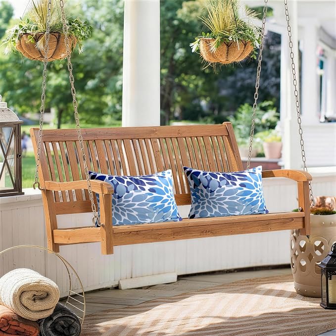 12x20 Waterproof Outdoor Pillows, Set of 2 Outdoor Lumbar Pillows | Patio Furniture Pillows, Decorative Throw Pillows, Waterproof & Fade Resistant, Removable & Washable, Dark Blue