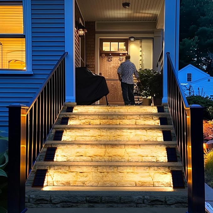 JOFIOS Solar Step Lights - 8 Pack Waterproof IP67, Outdoor Deck & Staircase Lights (Warm Brown)