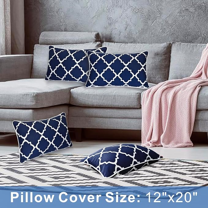 JMGBird Navy Blue Throw Pillows Waterproof Outdoor Pillows for Patio Furniture