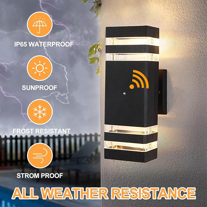 Dusk to Dawn Led Outdoor Lighting 2 Pack,3000K Warm White Exterior Light Fixture,Aluminum Sensor Waterproof Outdoor Lights for House Porch Hallway Patio Garage