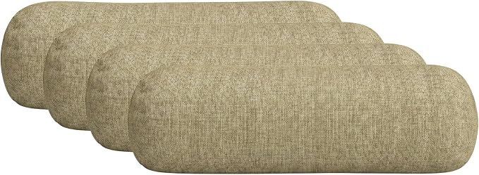 RSH DECOR: Sunbrella Neck Roll Pillows Set of 4 | 20” x 6” | Outdoor Bolster for Patio, Deck, Porch, or Poolside Furniture | Water & Fade-Resistant | Made in USA (Cast Tinsel)