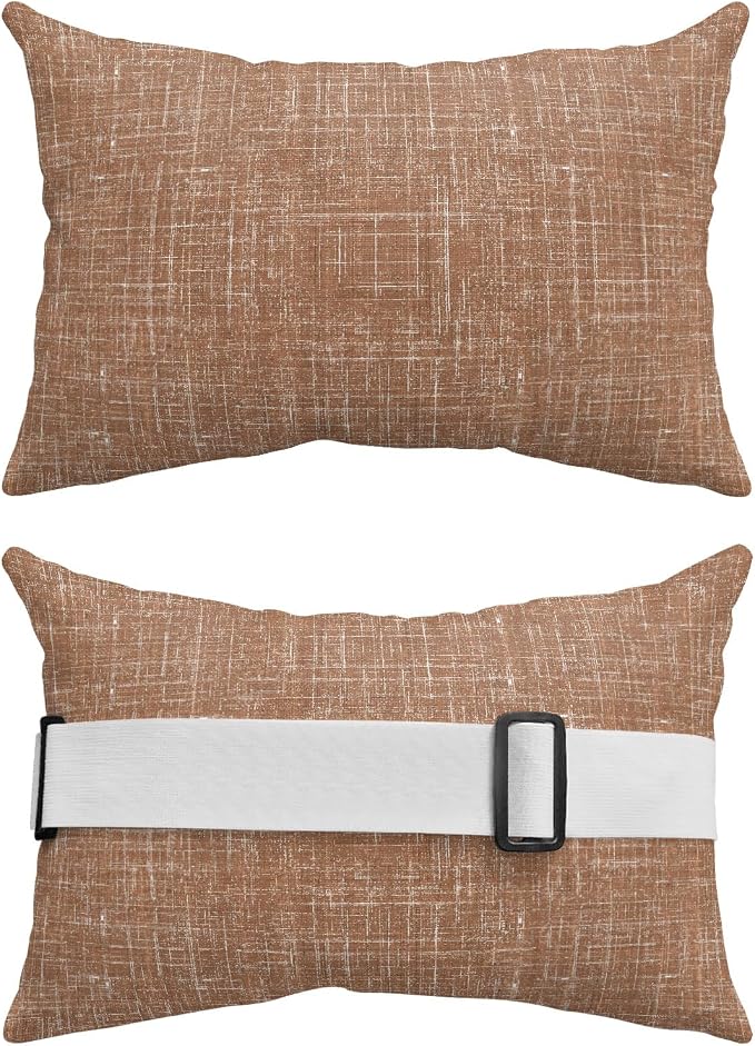 Outdoor Lumbar Pillow Set of 1, Brown Waterproof Beach Headrest Pillow with Inserts, Farmhouse Vintage Brown Solid Color Modern Recliner Throw Pillows for Patio Furniture, 12 x 20
