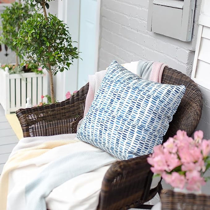 Outdoor Pillows for Patio Furniture 20x20 inch, Square Outdoor Throw Pillows with Inserts, Decorative Patio Pillows for Garden Couch Home Sofa Office Chair, Pack of 2, Pebble Blue