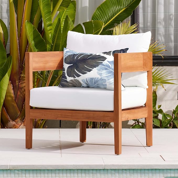 DYTXIII Pack of 2 Outdoor Waterproof Lumbar Pillow Covers ONLY, 12x20 Rectangle Decorative Double Printed Pillow Cases for Patio Couch Porch Furniture - Monstera Blue