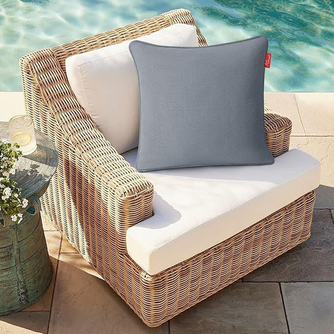 Pack of 2 Outdoor Throw Pillows,18x18 Inch All-Weather Water-Resistant Patio Pillows with Inserts,Decorative Pillows for Patio Furniture,Couch,Sofa,Poolside,Deep Grey