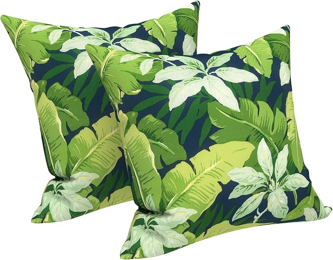 LVTXIII Outdoor Throw Pillows 16x16 Inch, Set of 2 Square Decorative Pillows with Inserts for Patio Furniture, Porch Chair, Garden Sofa, Jungle Leaves
