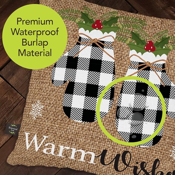 Briarwood Lane Winter Indoor/Outdoor Pillow 17x17 Checkered Mittens for Winter Pillow