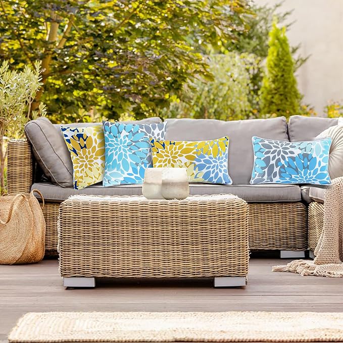 JMGBird Outdoor Throw Pillows Waterproof Outdoor Pillows for Couch | outdoor pillow covers 18x18 Pillows with Inserts outdoor pillows waterproof Mandala Patio Pillows for Patio Furniture