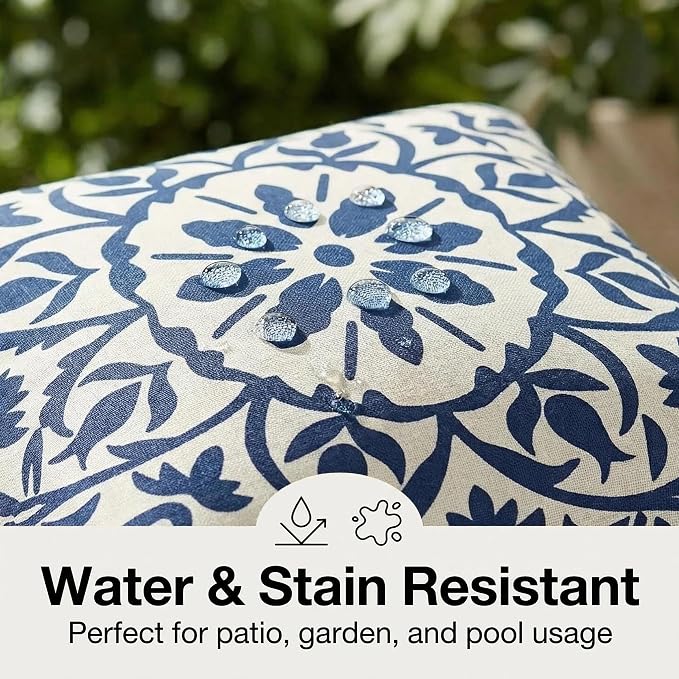 JMGBird 18x18 Blue Boho Outdoor Pillows Waterproof Outdoor Accent Pillows | outside pillows,outdoor throw pillows waterproof