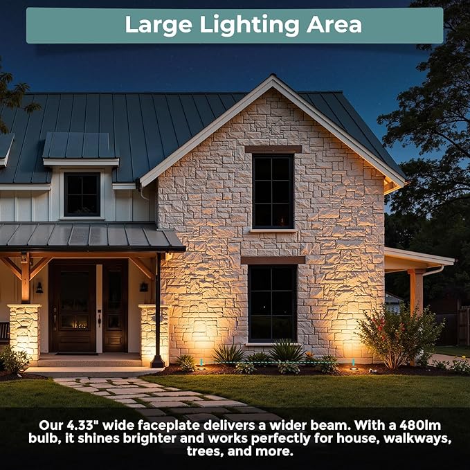 Low Voltage Landscape LED Well Lights, 12V in Ground Lights Outdoor IP67 Waterproof, 5" Tall Wired Landscape Up Lighting, Included Replaceable 5W 2700K MR16 Bulb Dimmable, 6 Pack