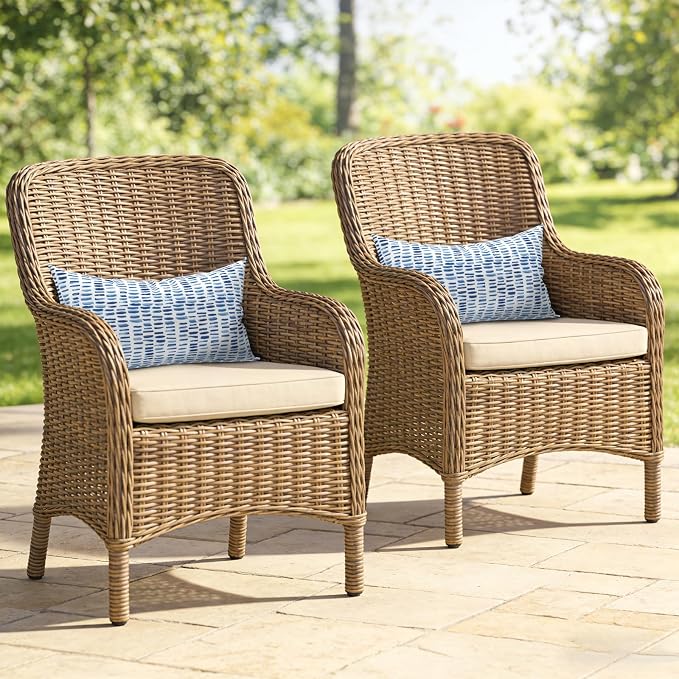 Outdoor Lumbar Pillows, Water Repellent Cushion Pillows 12x20 Inch, Outdoor Pillows with Inserts for Home Garden, Pack of 2, Pebble Blue