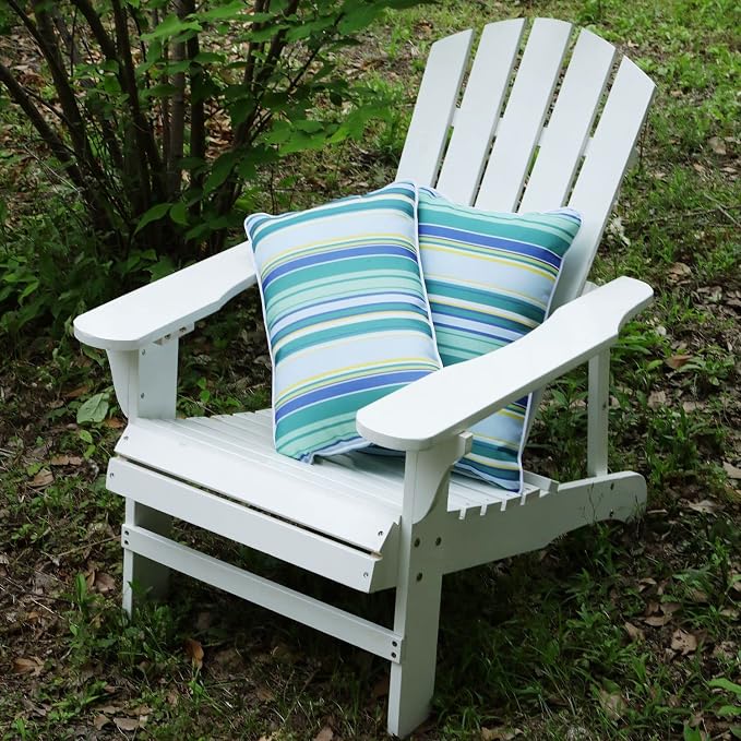 Enipate Outdoor Lumbar Pillows with Inserts, Water Resistant 12 x 20 Inch Striped Toss Pillows for Patio Furniture Decor, Pack of 2