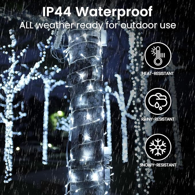 4 Pack 400 LED Battery Operated String Lights, Twinkle Lights Cool White | 132FT 8 Modes Christmas Fairy Lights Indoor Outdoor, Waterproof Battery Lights for Bedroom Party Porch Tree Holiday Decor