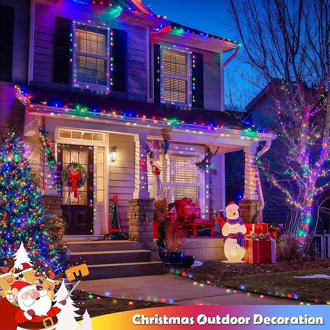 JMEXSUSS 168FT 600 LED Christmas Decor String Lights, Christmas Tree Lights | Multicolor Christmas Lights Indoor Outdoor Waterproof Plug-in for Tree Patio Party Holiday Xmas Decor, Remote, Clear Wire