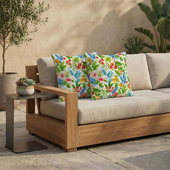 RSH DECOR Square Throw Pillows Set of 2, 20" x 20", All-Weather Pillows Carena Multi, Made in USA