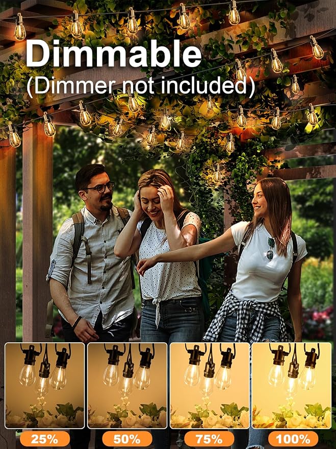 Svater 300 FT Outdoor String Lights, Patio Lights for Outside Waterproof | Shatterproof IP65 LED Bulbs, Commercial Hanging Light for Bistro Cafe Backyard Porch Dimmable, 2700K (100 FT *3)