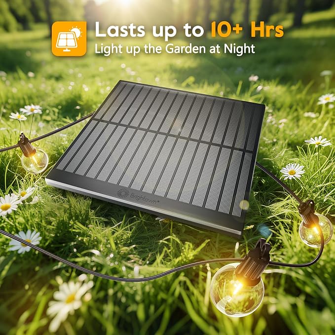 Minetom 158FT Solar String Lights Outdoor Waterproof Solar Powered | Patio Lights with Cable Ties and Hooks, 75 LED Shatterproof Bulbs, Commercial Hanging Light for Outside Backyard Garden Decor