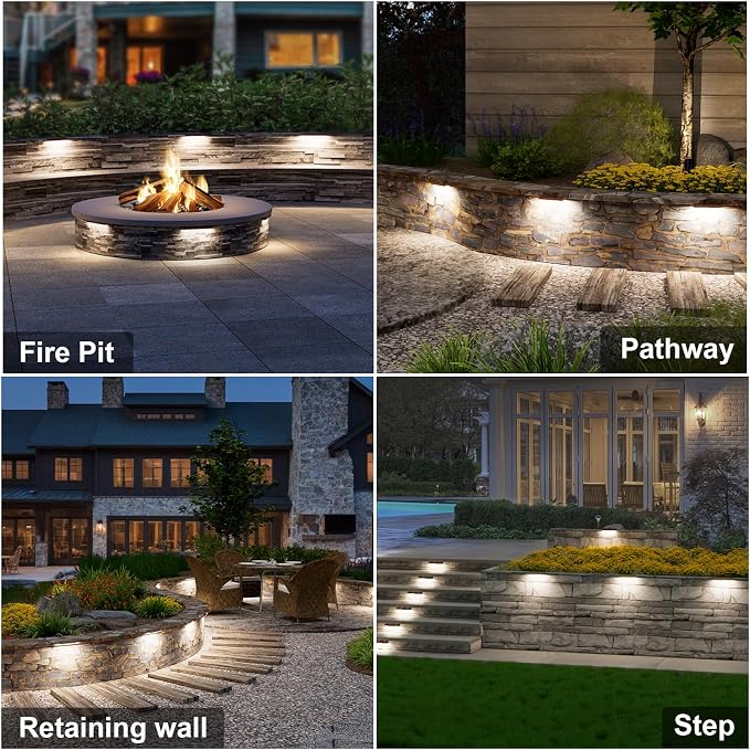 VOLISUN 7 Inch Retaining Wall Lights, 5000K Hardscape Lighting, 12 Pack | IP65 Waterproof, Cuttable Low Voltage Landscape Lighting, 12V Paver Lights, 3W Outdoor Step Lights, ETL
