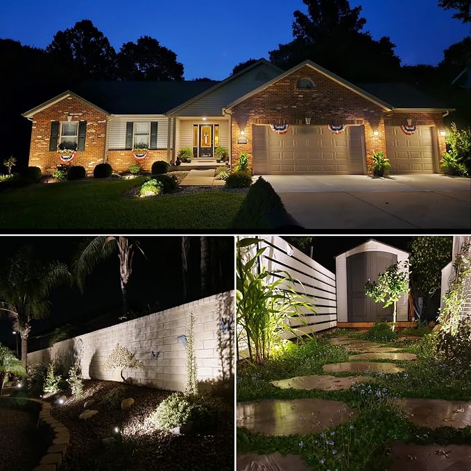 SUNVIE Low Voltage Landscape Lights with 300W Transformer, 12PCS | 12-24V LED Landscape Lighting Kit 3000K Waterproof Aluminum Landscape Spotlights with Connectors for House Yard Tree Garden