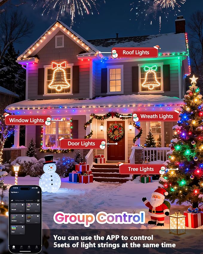 OZS 600LED Smart Color Changing Fall String Lights | 206FT App Controlled Orange Lights, RGB LED String Lights with Remote & Timer, Music Sync Multiple Modes Indoor Outdoor for Fall Decor
