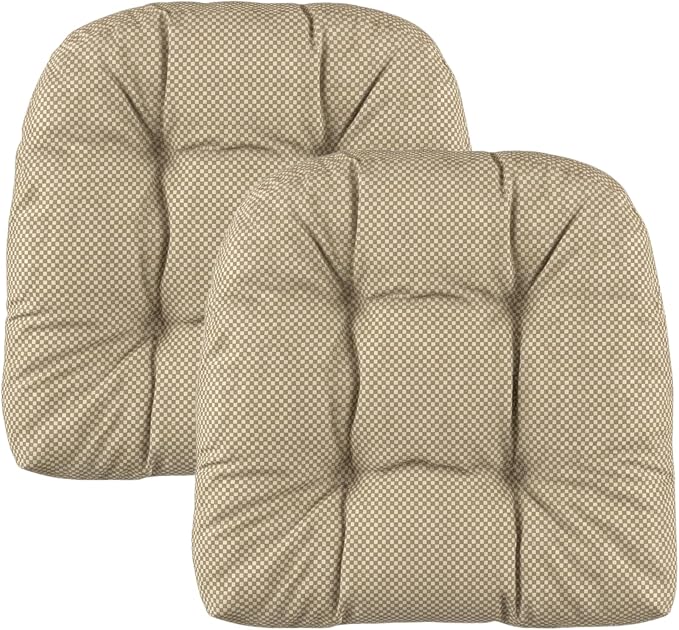 RSH DECOR: Tufted Wicker U-Shape Cushions Set of 2 | 22” x 22” | Outdoor Seat Cushions for Patio Furniture| Crafted with Performance Fabric | Made in USA (Trixie Wicker)