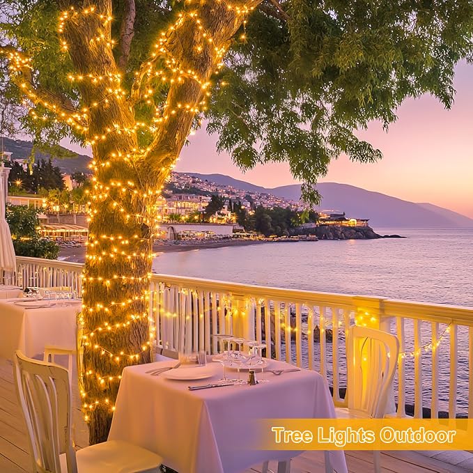 JMEXSUSS 1000 LED Christmas String Lights with Remote, Outdoor Lights | Plug in Warm White Christmas Tree Lights for Indoor Outdoor Bedroom Garden Yards Party Holiday Wedding Decor,Clear Wire