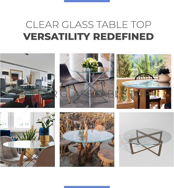 46 Inch Round Tempered Ogee Polished Edge Glass Table Top -1/2” Thick Round Glass Table Top–Heavy Duty, Dining, Coffee, and Office Tables by Fab Glass and Mirror