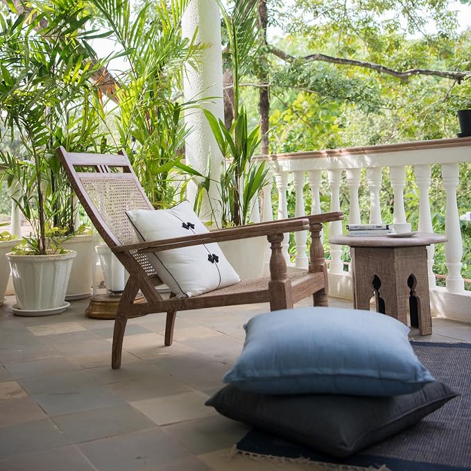 24 x 24 Outdoor Pillow Inserts Pack of 2 Water Resistant Patio Furniture Pillows Decorative Porch Couch Pillows Premium Square Sofa Pillow, White