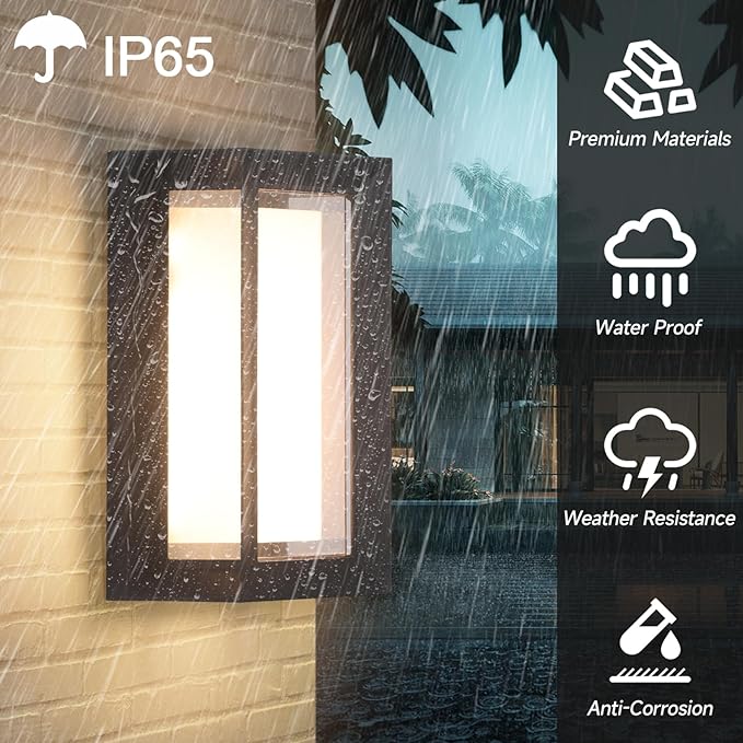2 Pack Outdoor Wall Lights Exterior/Interior LED 24W Adjustable 3-Color 2100LM IP65 Sconces Lights Waterproof Modern Outdoor Porch Lighting Fixtures Aluminum Wall Lights Compatible with Dimmers