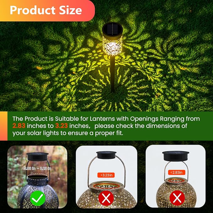 4 Pack Solar Light Replacement Top, Replacement Solar Light Parts for Lantern (Top 3.23 Inch, Bottom 2.83 Inch), Waterproof LED Replacement for Outdoor Garden, Pathway, Yard Lights & Decor