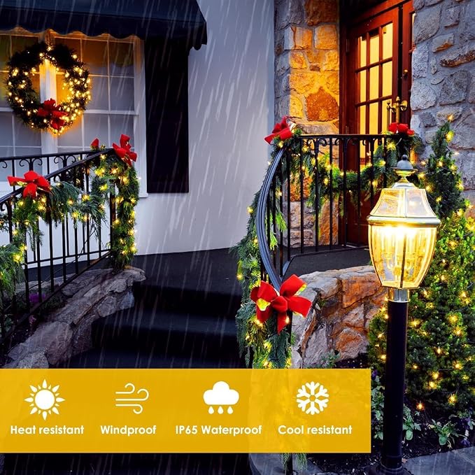Solar Fairy Lights, 6 Pack Total 600LED 216FT Waterproof String Lights | Warm White, Copper Wire, 8 Lighting Modes Solar Twinkle Lights for Tree Garden Patio Party Outdoor Christmas Decorations
