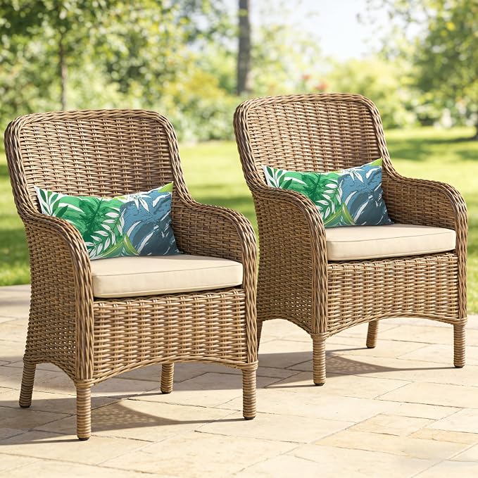 Outdoor Lumbar Pillows, Water Repellent Cushion Pillows 12x20 Inch, Outdoor Pillows with Inserts for Home Garden, Pack of 2, Islamorada Blue Green