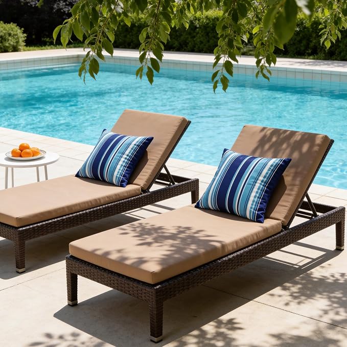 Waterproof Outdoor Pillow Covers 18x18 Inch Set of 2, Dark Blue Stripe Decorative Throw Pillow Cover, Modern Farmhouse Cushion Cases for Spring Summer Patio Garden Porch Balcony Beach Sofa