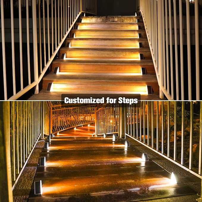 VOLISUN Solar Stair Lights 16 Pack, Solar Step Lights Outdoor Waterproof IP67, LED Outdoor Step Light
