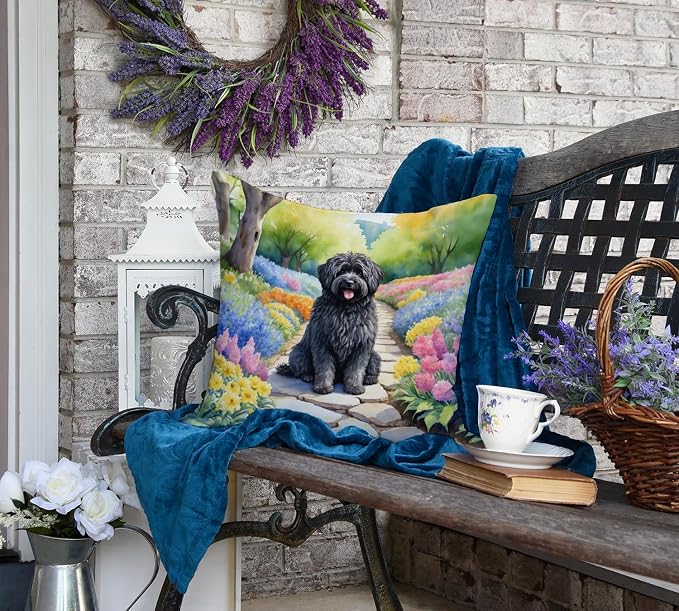 Caroline's Treasures Puli Spring Path Throw Pillow Machine Washable, Indoor Outdoor Decorative Pillow for Couch, Bed or Patio, 18Hx18W