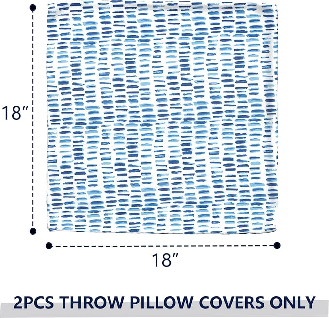 Outdoor Throw Pillow Covers 18”x18”, Decorative Pillow Covers for Patio Furniture, Modern Cushion Cases for Garden Couch Home Sofa Bed Office Chair, Pack of 2, Pebble Blue
