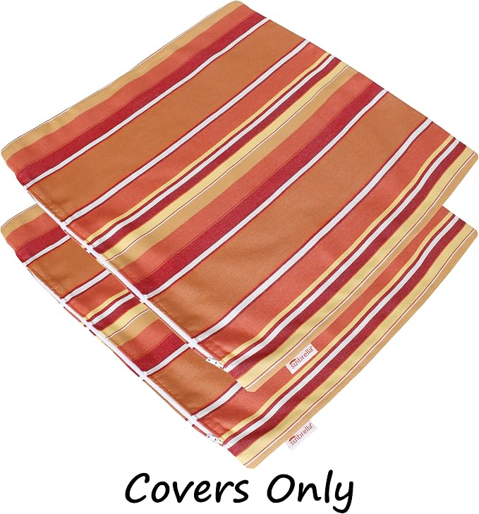 Outdoor/Indoor Sunbrella Throw Pillow Cover Only Square Set of 2 Pieces 18 inch x 18 inch Dolce Mango Stripe - Insert Not Included, Orange