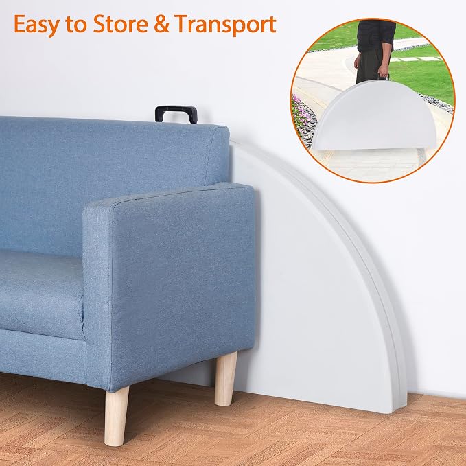 48" Round Folding Table Plastic Card Table Circle Dining Table Heavy Duty Portable w/Handle for Picnic Party Camping Dining Wedding Event Indoor Outdoor Lightweight White